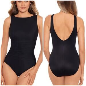 Miraclesuit NWT Rock Solid Regatta One Piece Swimsuit Black Size 10 Wireless